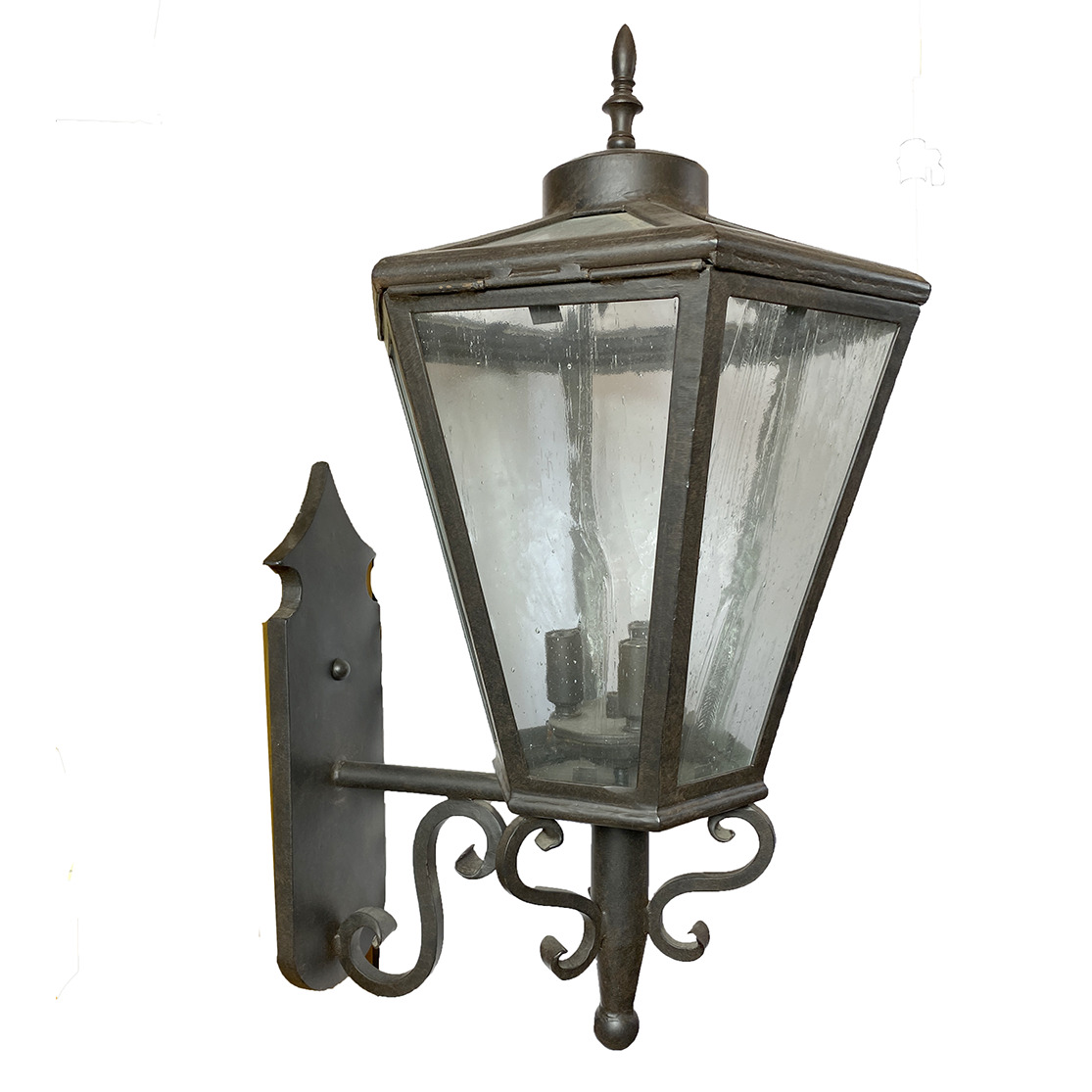 thumbnail image 2 of Wrought Iron Outdoor Wall Lantern With Glass – 30cm Cone Shade, Arterameferro 2 of 5